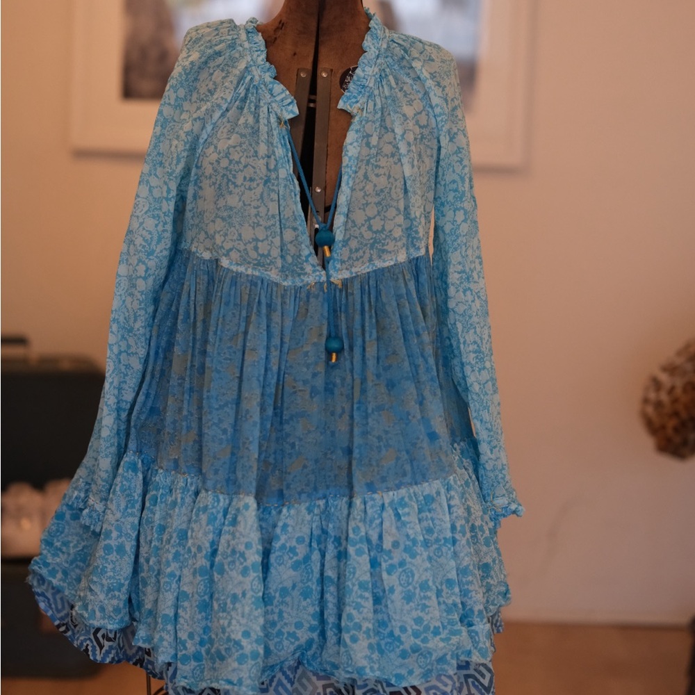 Blue Cotton Bohemian Dress